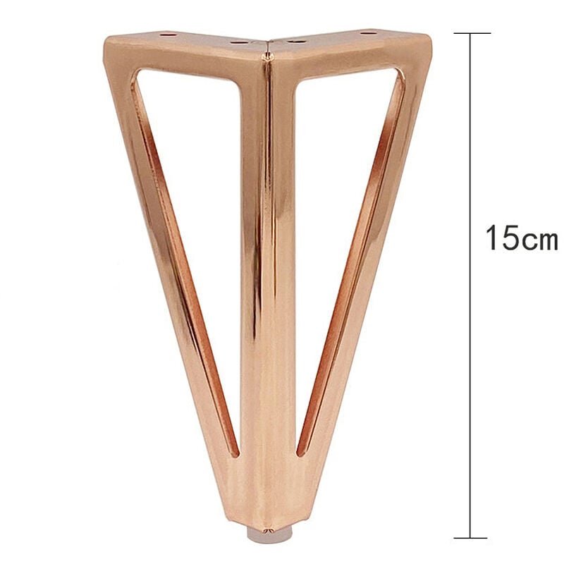4x Pieds de Table Rose en Métal Triangulaires 15cm Pieds de Meuble Style Moderne pour Armoires Canapés Lit - 3