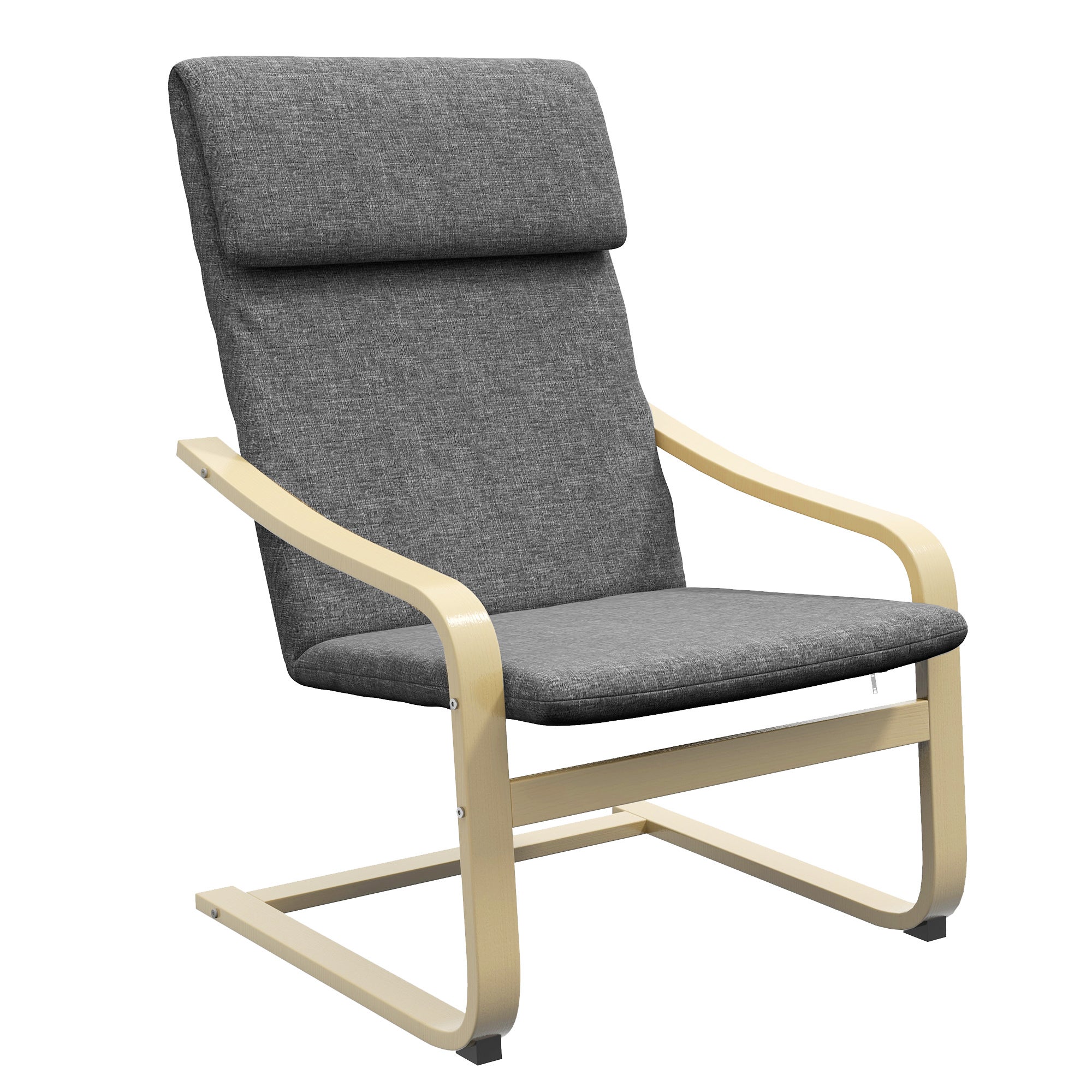 Krzesło relaksacyjne z poduszką, krzesło obrotowe, krzesło do jadalni, wygląd lnu, ciemnoszare drewno brzozowe, 66, 5x80x99cm do salonu