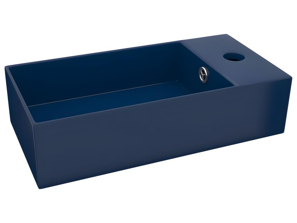 Lavabo bagno con troppopieno da appoggio wc lavabo cucina stanza cosmetica casa ceramica 48 x 25 cm blu s 02_0002732 - 6