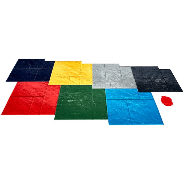 Lot 7 moules à béton texturés SucceBuy, 61 x 61 cm, empreinte de carrelage en pierre sans couture pour surfaces décoratives extérieures, multicolores