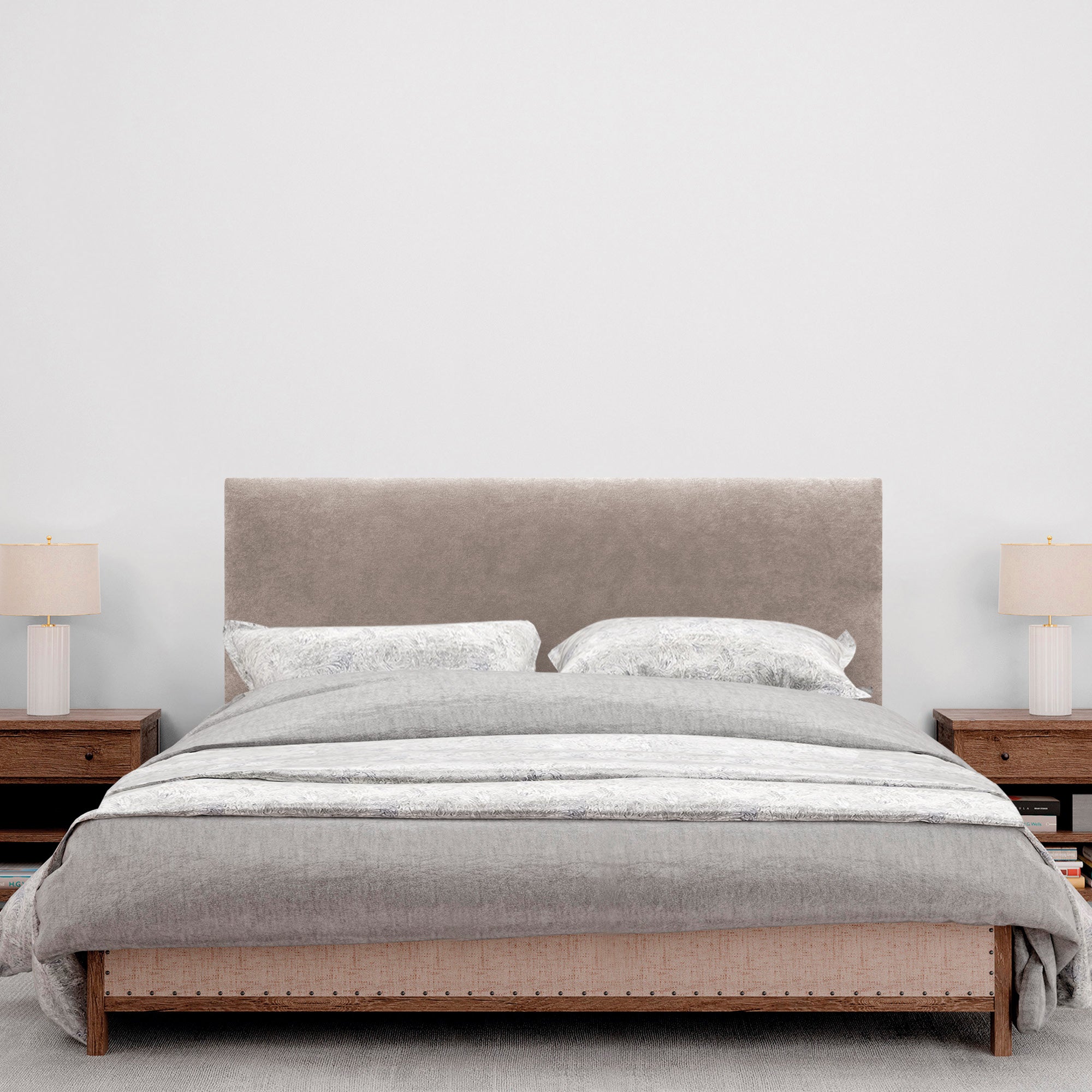 DHOME Cabecero de Tela AQUALINE Liso y con Patas cabeceros Cabezal tapizado Cama Lujo (Tela Tierra, 135cm (Camas 120/135/140)) - 4