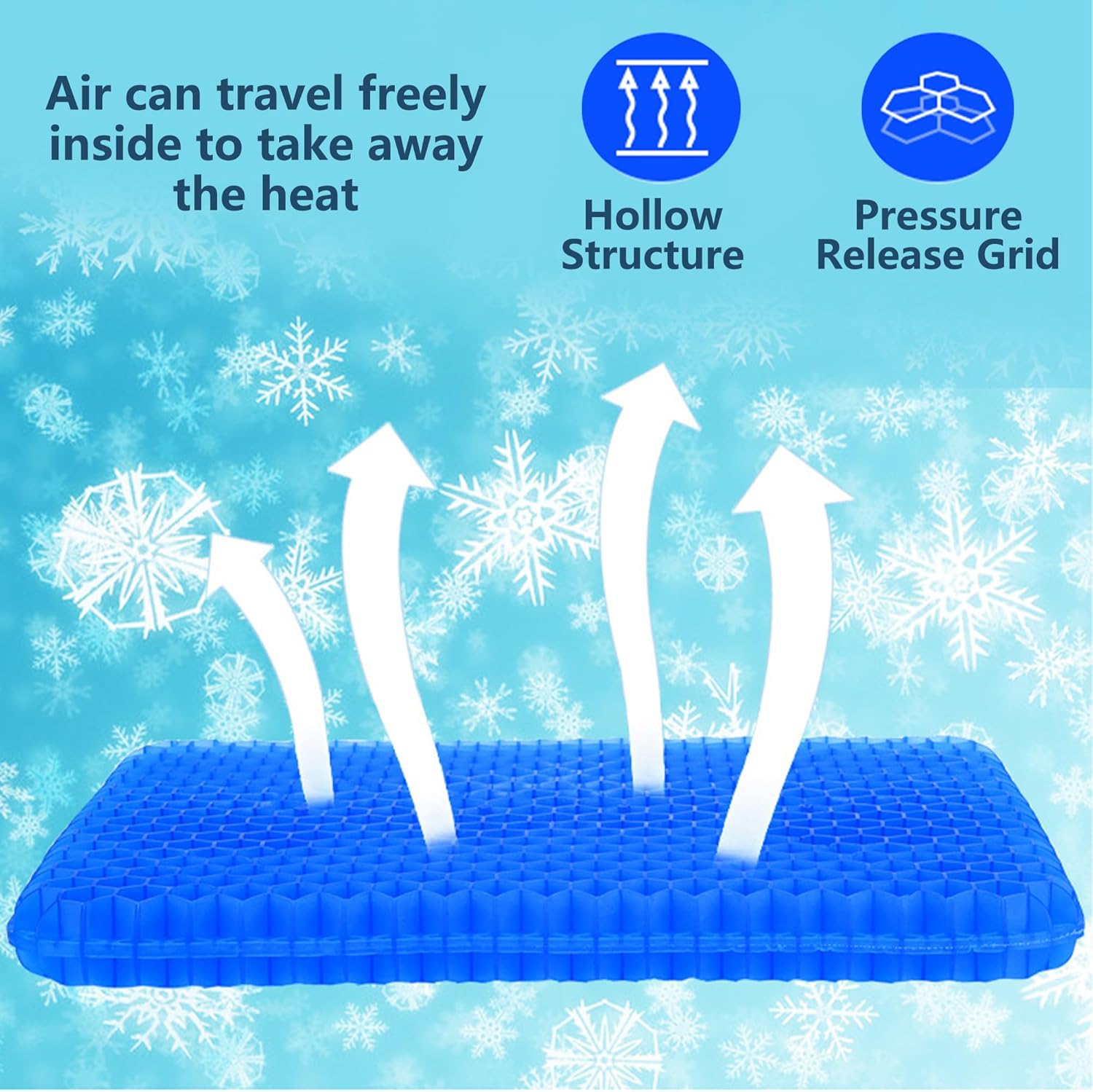Coussin de Siège en Gel, Coussin de Siège d'avion Portable, Coussin de Siège en Gel Épais pour Les Longues Assises, Coussin de Chaise avec Soulagement - 5