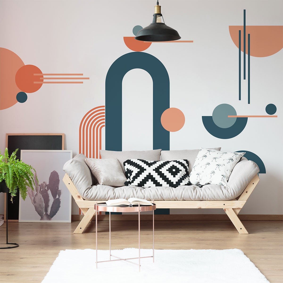 Papel pintado prepegado arcos de arte moderno y semicírculos. - adhesivo pared - sticker revestimiento - l-h120xl90cm