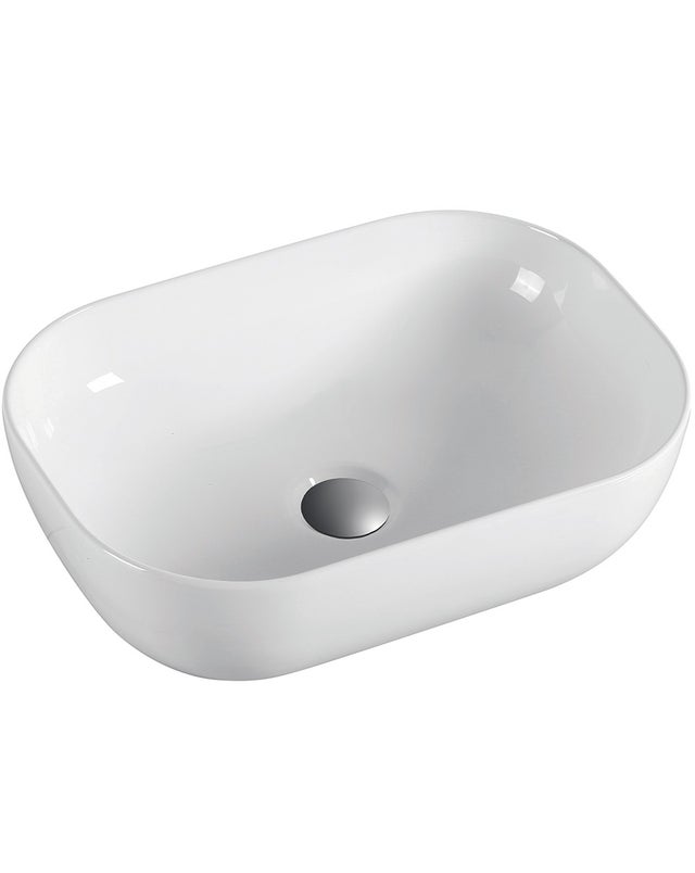 Lavabo Sobre Encimera Cerámico Blanco Brillo | Lavamanos Baño para Encimera Rectangular | 45,5cm x 33cm | Blanco Brillo