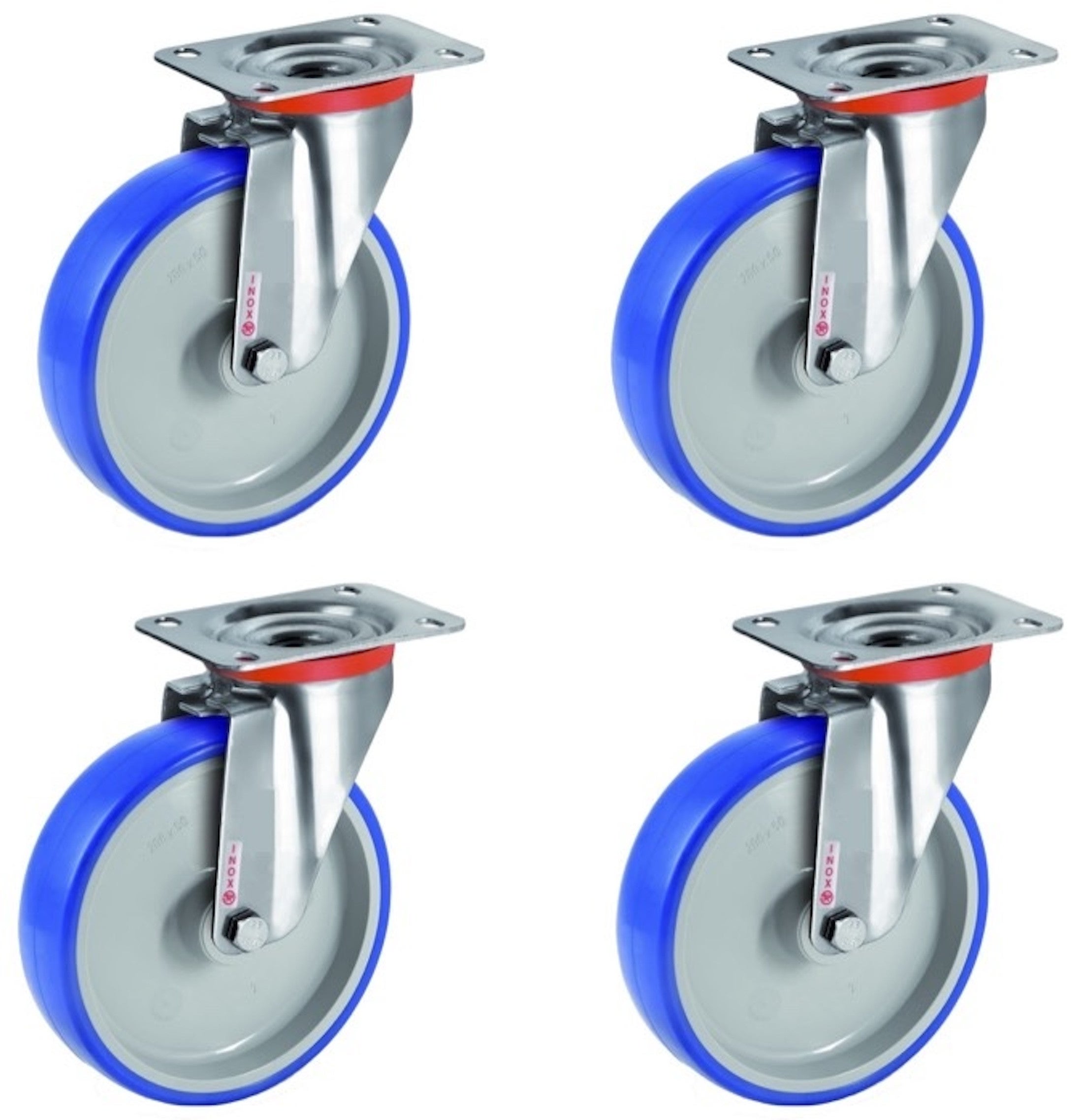 Lot De 4 Roulettes Pivotantes 5 Pouces, En Polyuréthane Et Acier, Pour Chariots Lourds Ou Meubles Industriels