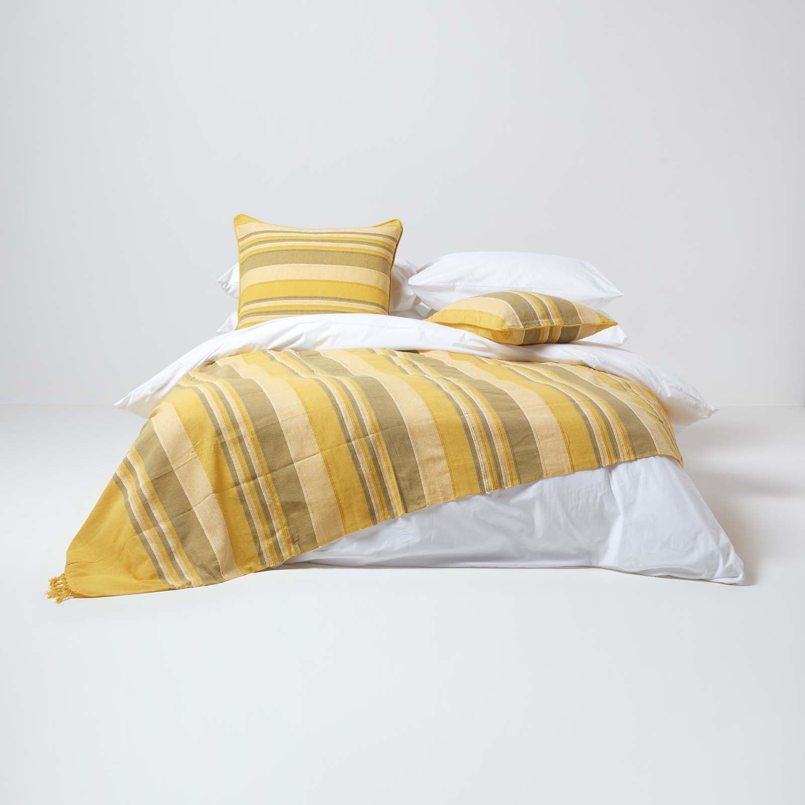 Homescapes Jeté de lit ou de canapé à rayures Morocco - Jaune - 225 x 255 cm - 3