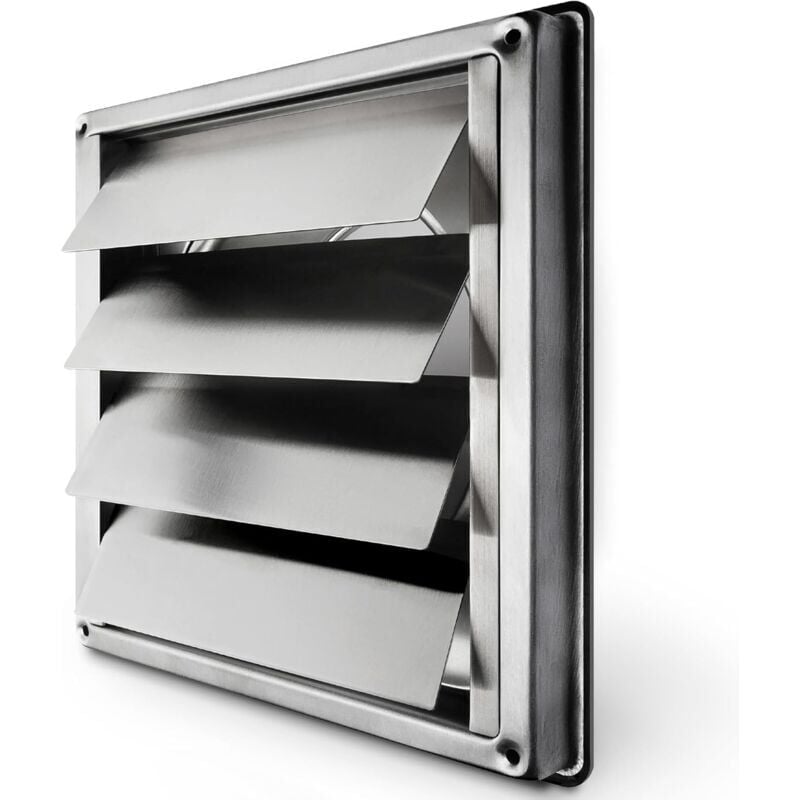 Kratka wentylacyjna 150 mm, kratka Inox z klapą zwrotną z ruchomymi lamelami, automatyczne zamknięcie, odporna kratka okapowa / wentylacja Inox