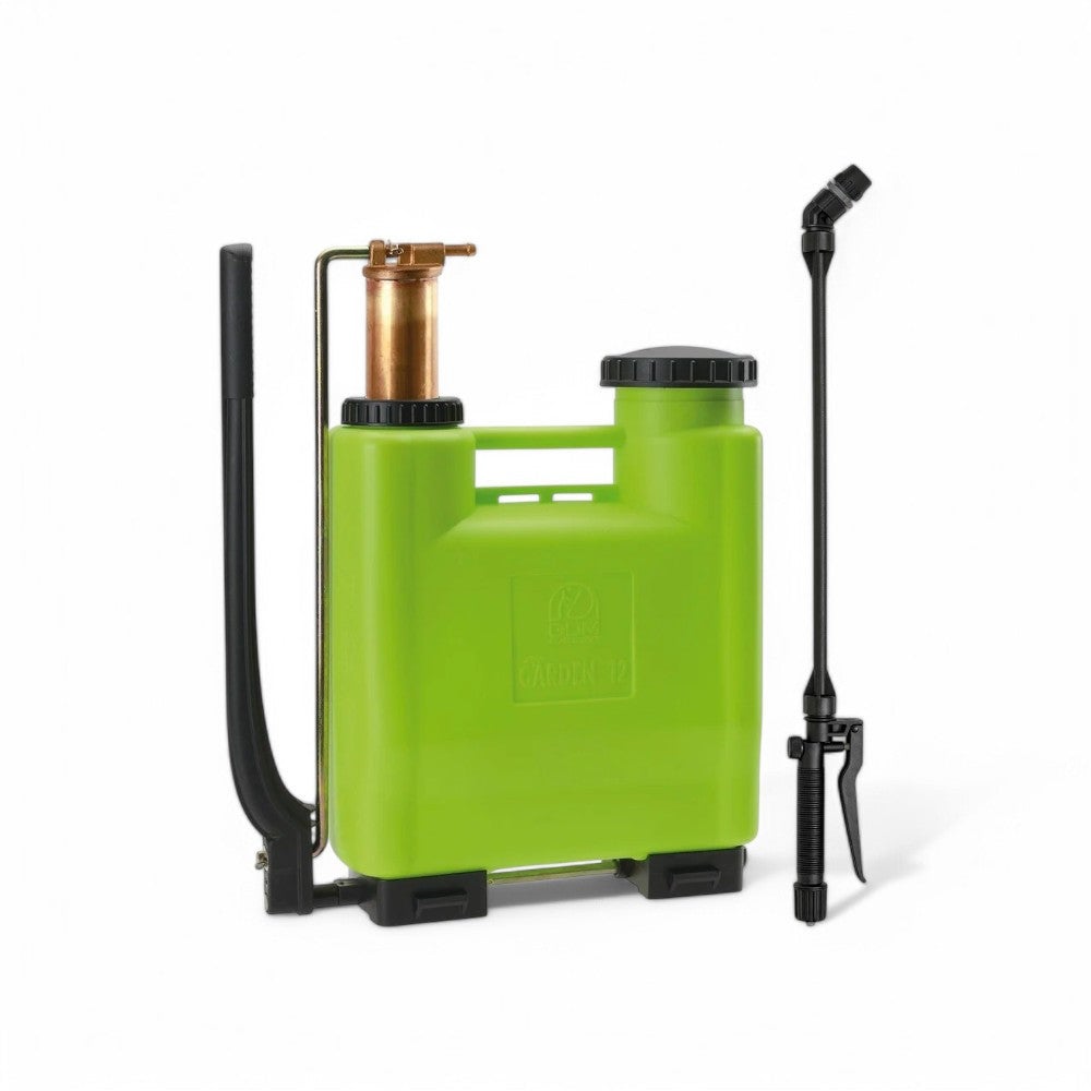 Pompa irroratrice a spalla zaino 12 lt. verde con avviamento manuale e regolatore di pressione e pompante in ottone Garden - 2