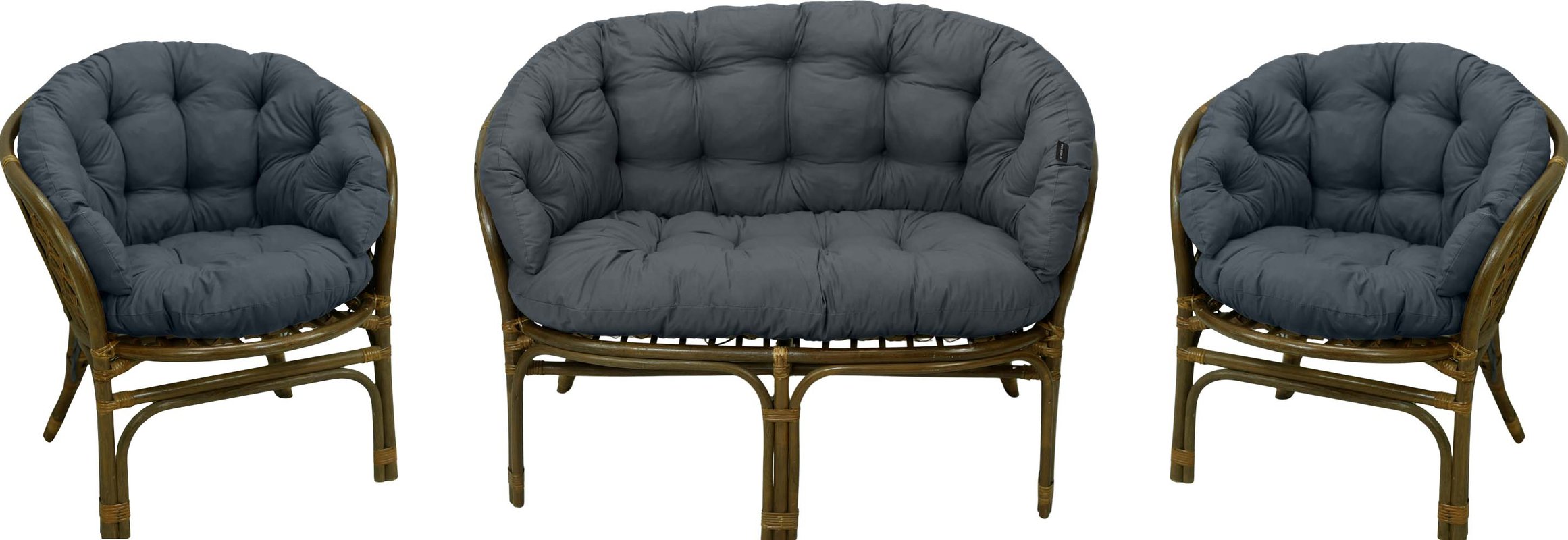 Poduszka na meble rattanowe wiklinowe AMPO zestaw ciemny szary 1 szt.