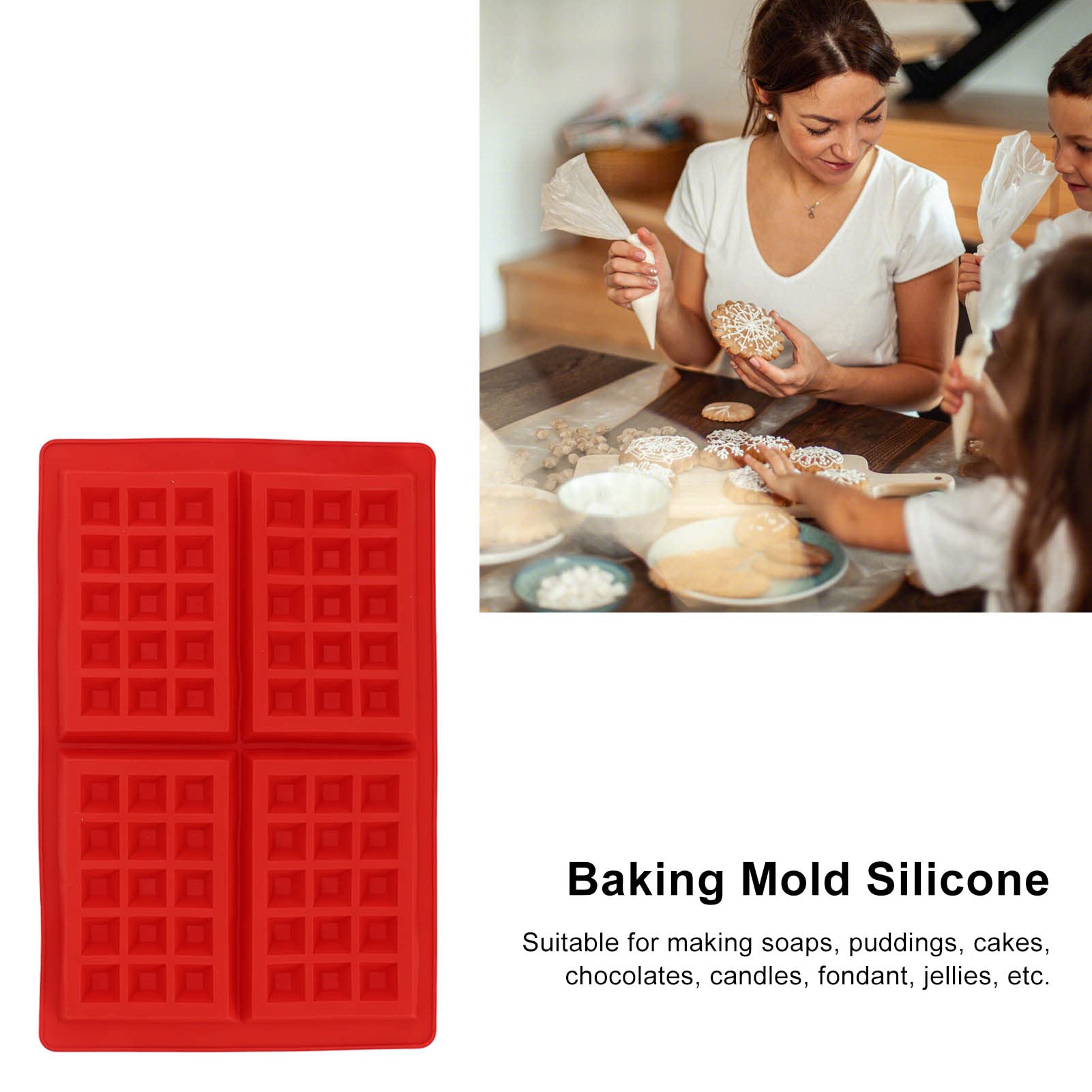 2 Stampi Per Waffle A Forma Di Cuore In Silicone Alimentare, Antiaderenti E Flessibili, Per Microonde E Lavastoviglie, 17,5x17,5 Cm