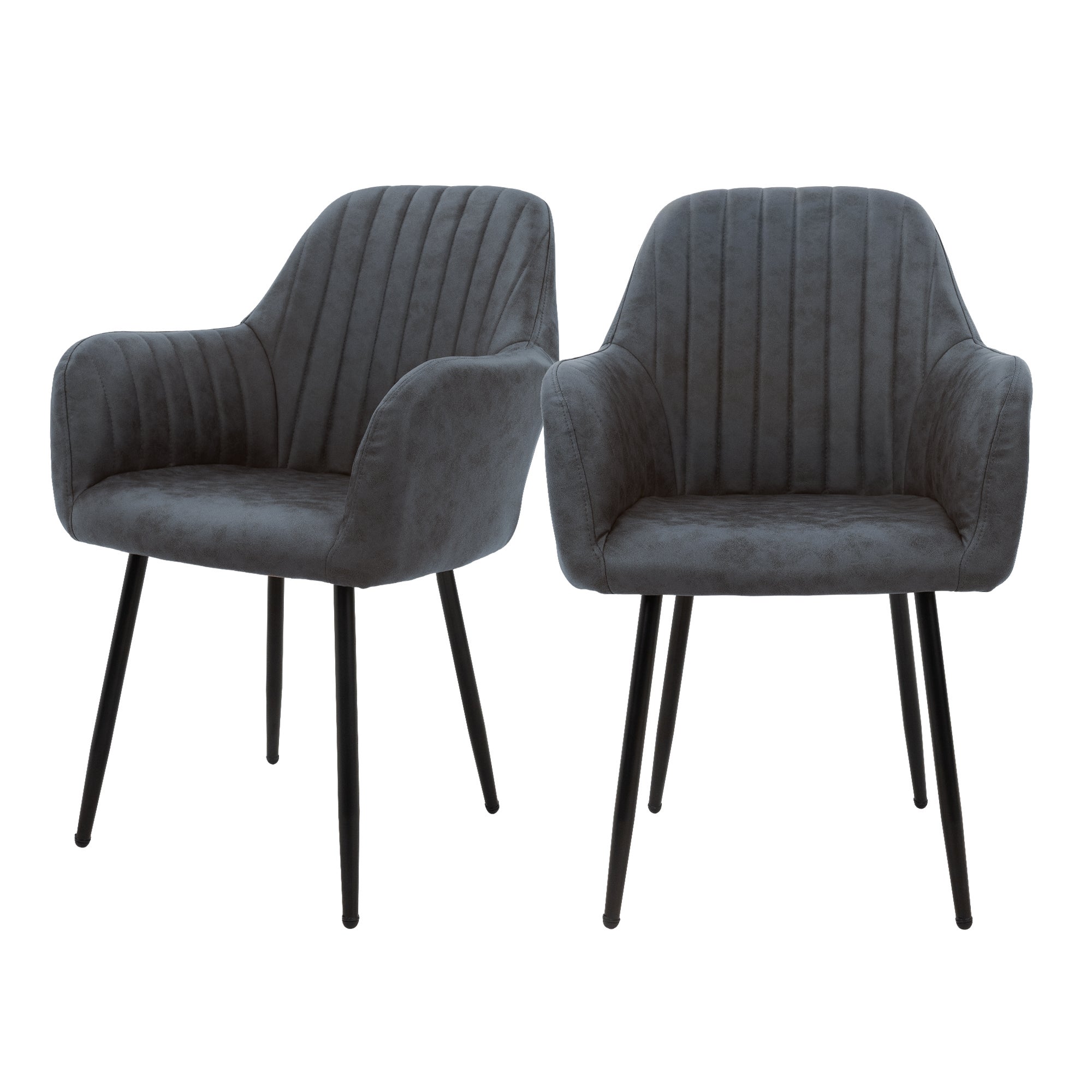 ML-Design z 2 Zestaw fotelami do jadalni z oparciem i podlokietnikami w kolorze antracytowymntapicerowane skóra PU z metalowymi nogami ergonomiczne