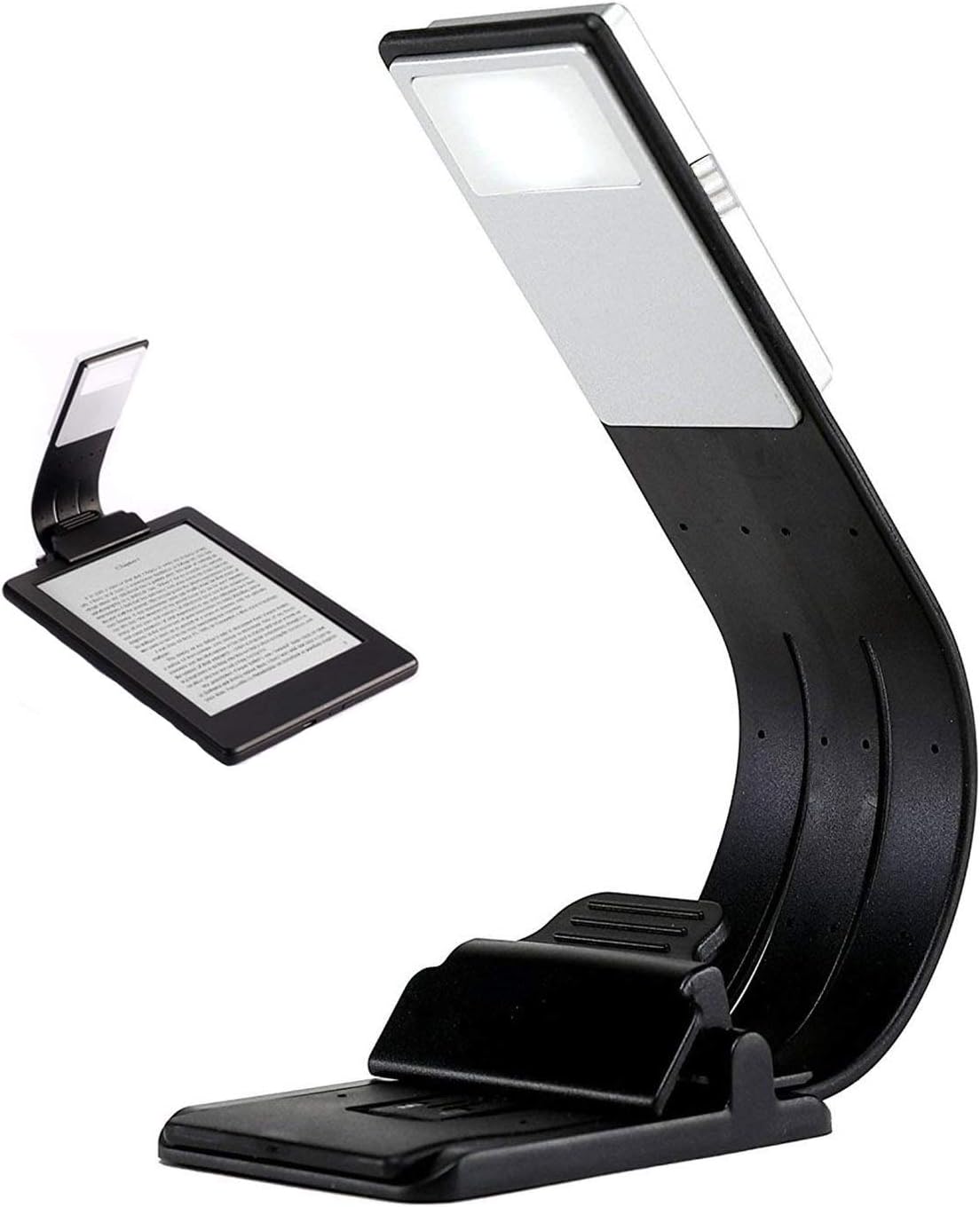 Lampka do czytania z klipsem, ładowalna, z 4 regulowanymi poziomami jasności, składana i elastyczna lampka do książek, Kindle, iPadów, laptopów