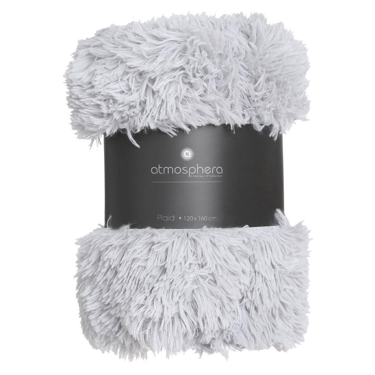Plaid - fausse fourrure - gris - 120x160 cm - Atmosphera créateur d'intérieur - 2