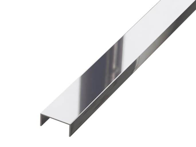 Profil U en acier inoxydable rectifié 244cm X 50mm X 9mm - argent poli ...