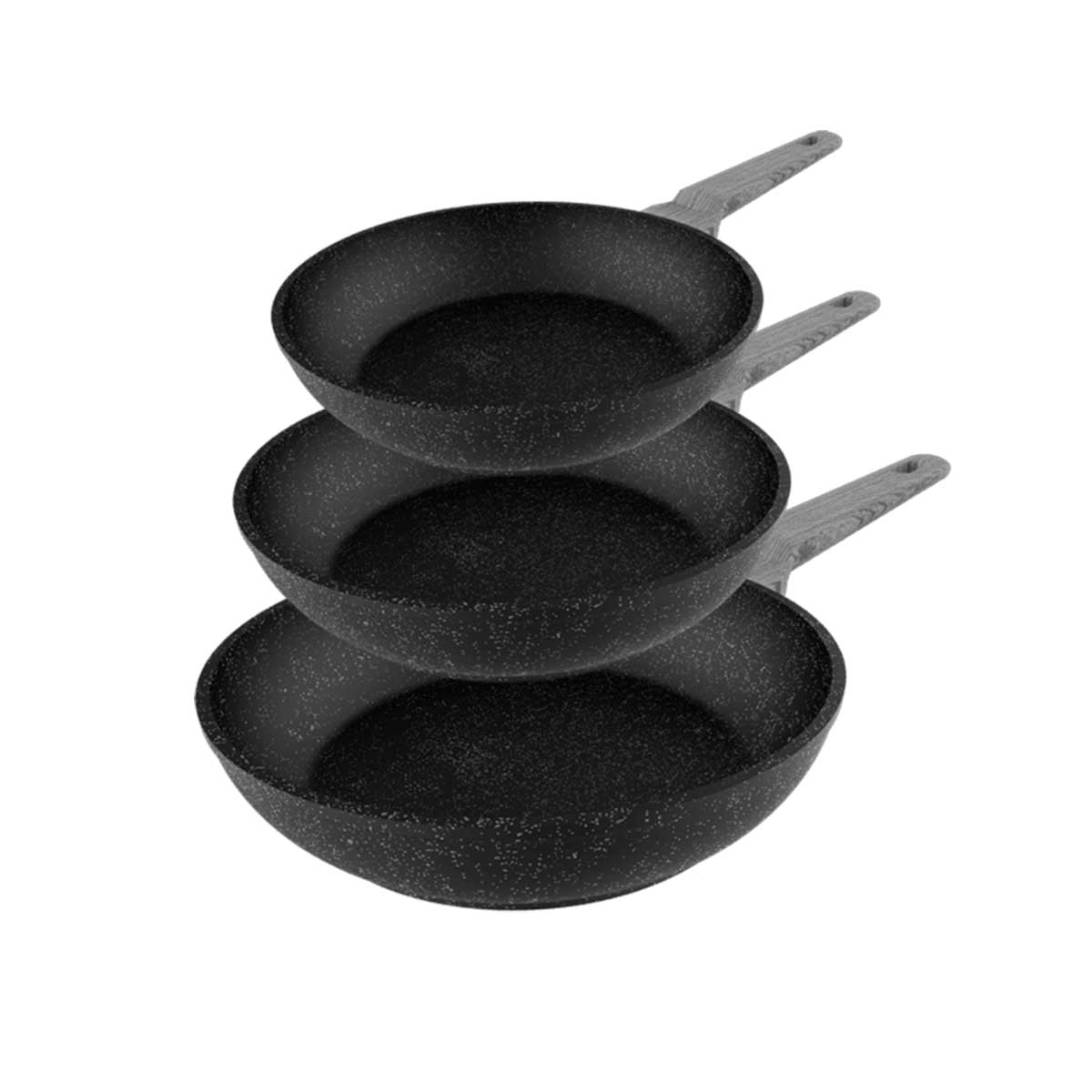 BURI Bratpfanne 6x 3er Set Alu-Pfannen Bratpfannen Antihaftbeschichtung Versch Groesse Aluminium S0l5u0cg