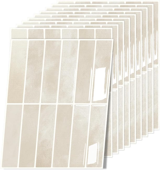 10 Pièces (K-beige-22.9x29CM) Credence Adhesive pour Cuisine Bain, 3D Dalle PVC Adhesive Murale, Sticker Carrelage Autocollant Mural, Carrelage Adhe