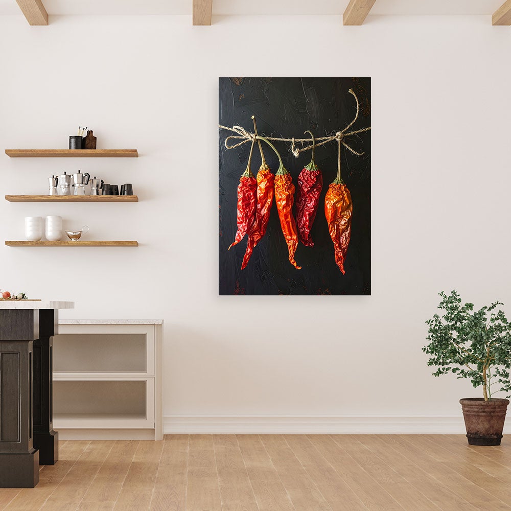 Obraz do kuchni restauracji baru jadalni, Suszone czerwone papryczki chilli 60x90 - 2