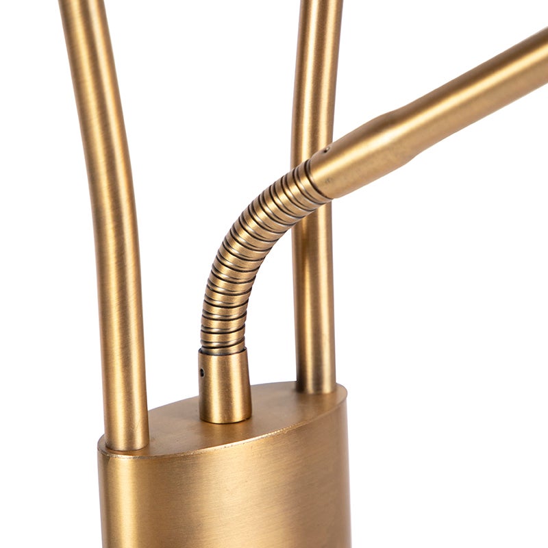 Qazqa moderne lampadaire uplighter avec bras de lecture - Lexus - bronze, led intégrée 18w incluse, Integrated led, 2700k, blanc - 6