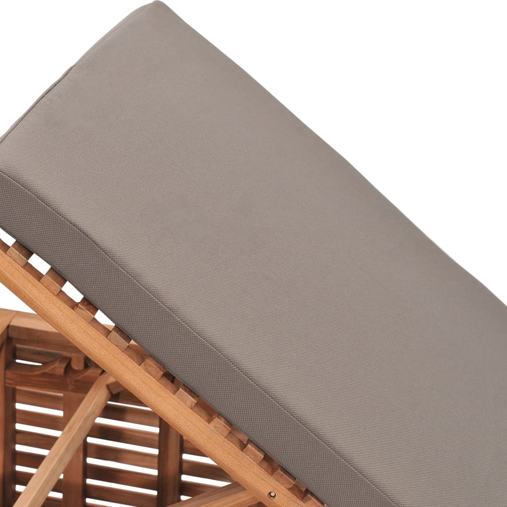 Chaise longue avec coussin gris foncé Bois de teck solide - 7