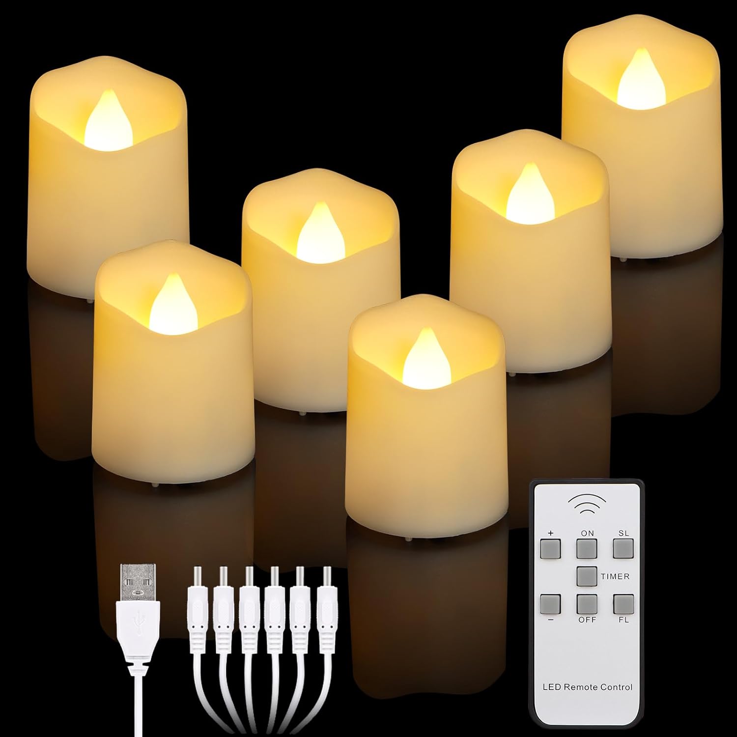 FREEPOWER 12 Candele LED Ricaricabili Cabia Colore con Telecoando Tier Fiaa Treolante, RGB