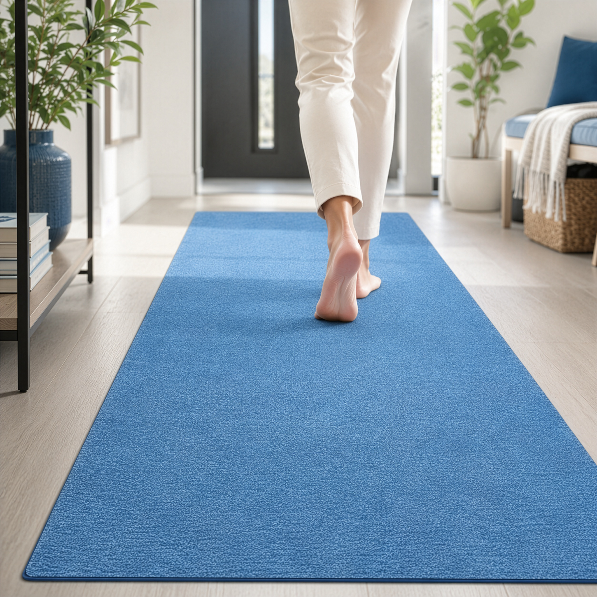 Tapis de couloir London Bleu clair 100 x 500 cm - 3