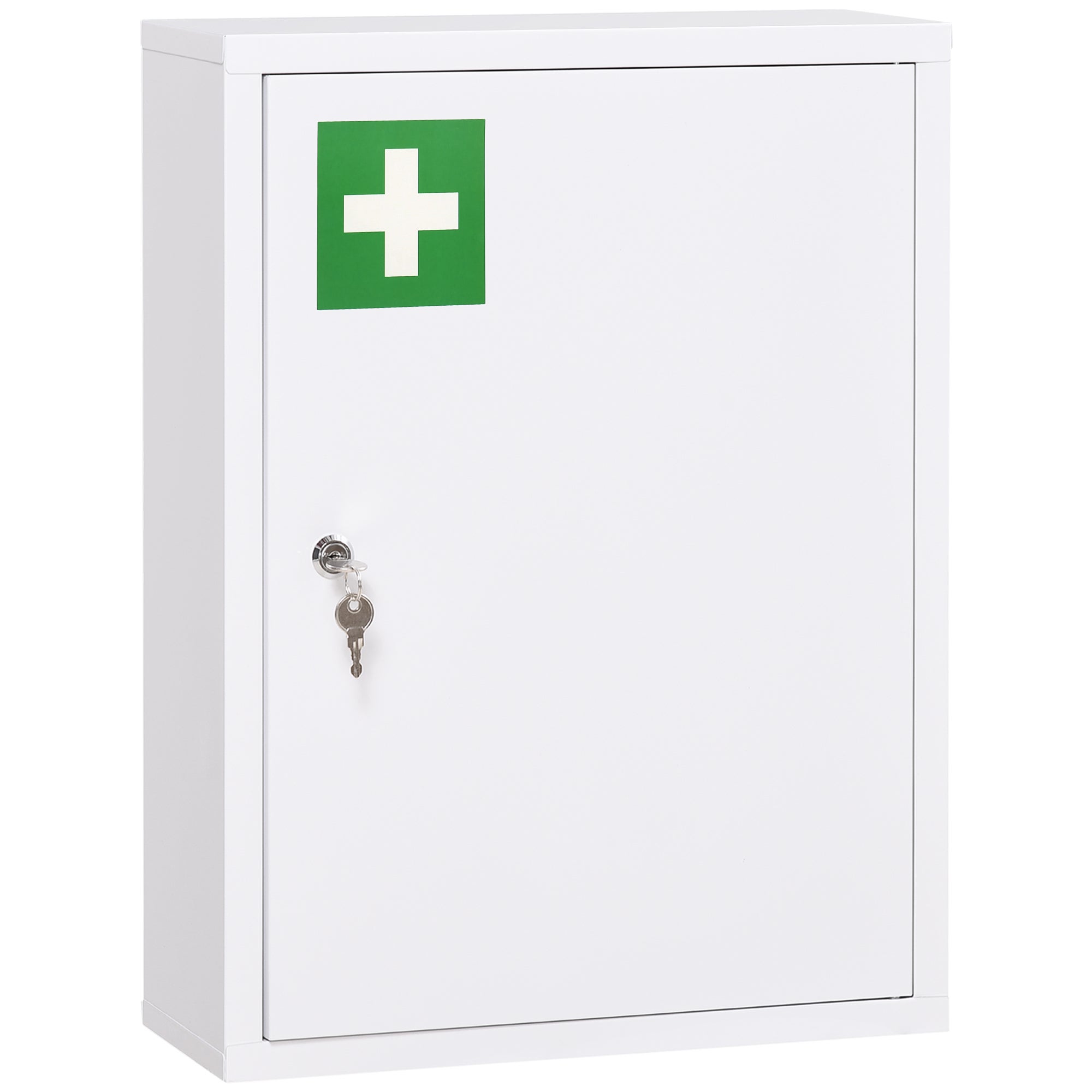 Wall medicine cabinet steel cabinet with 3 shelves and 2 keys for bathroom 40x15x53.5 cm white
