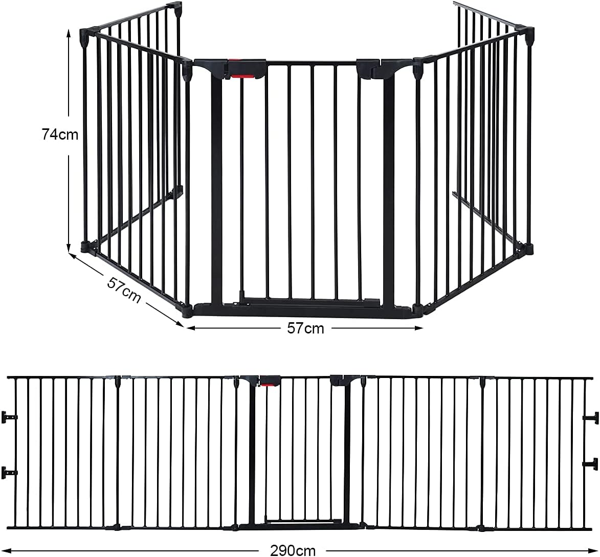 Cancello di Sicurezza per Bambini, Cancelletto di Metallo per Animali Domestici, Cancello Regolabile con Porta Apribile, Barriera per Bambini - 5