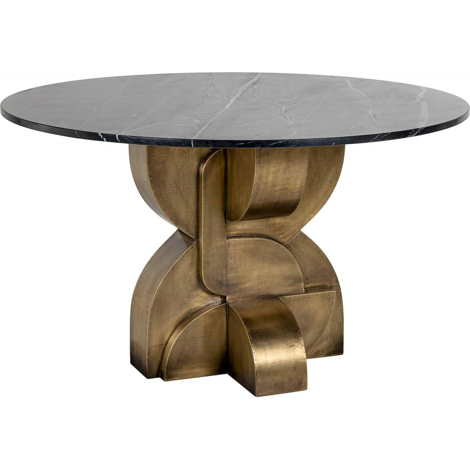 Table de salle à manger élégante Maddox 130 x 130 x 76 cm Noir marbré ...