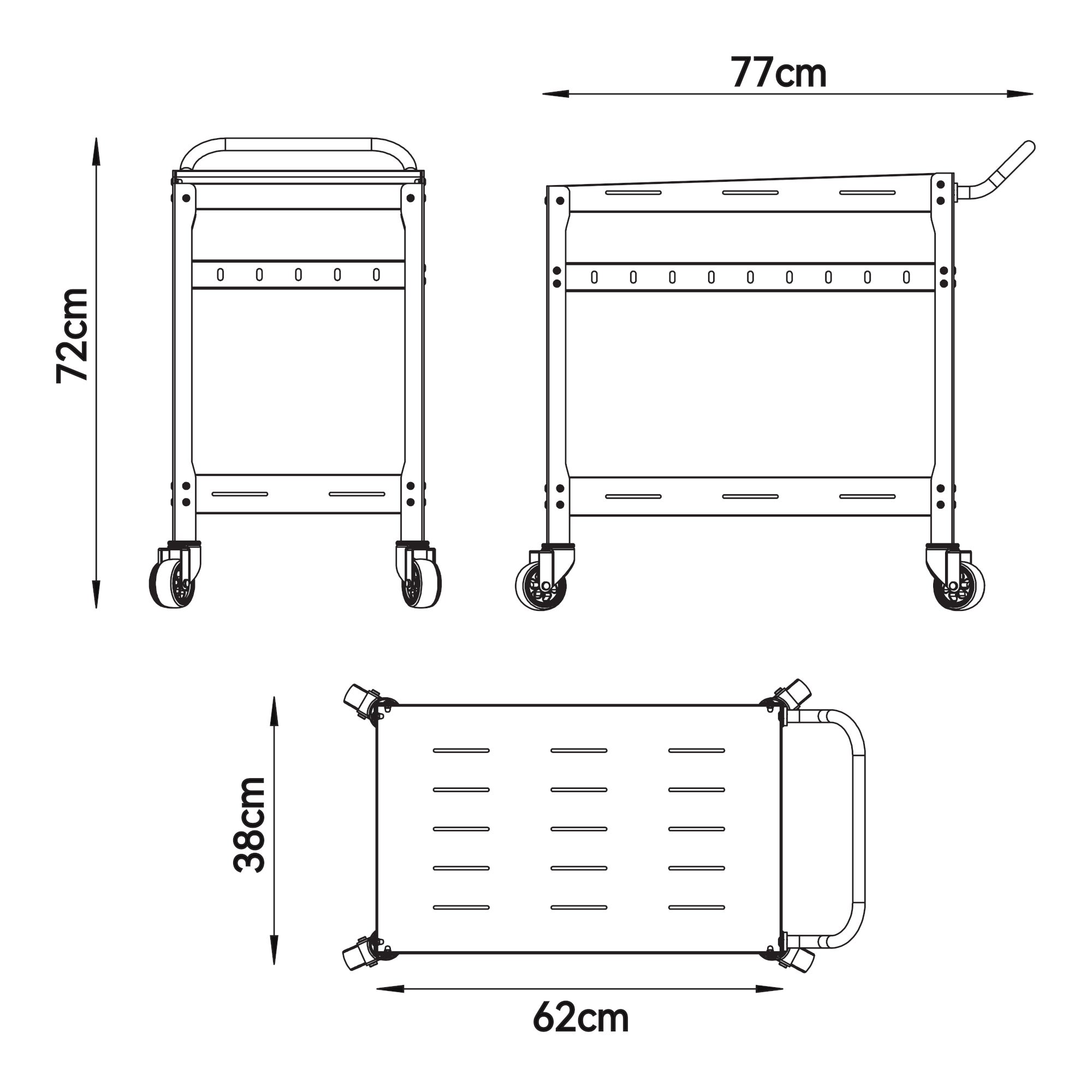 Chariot de service d'extérieur Bard acier 72 x 77 x 38 cm noir casa.pro - 2