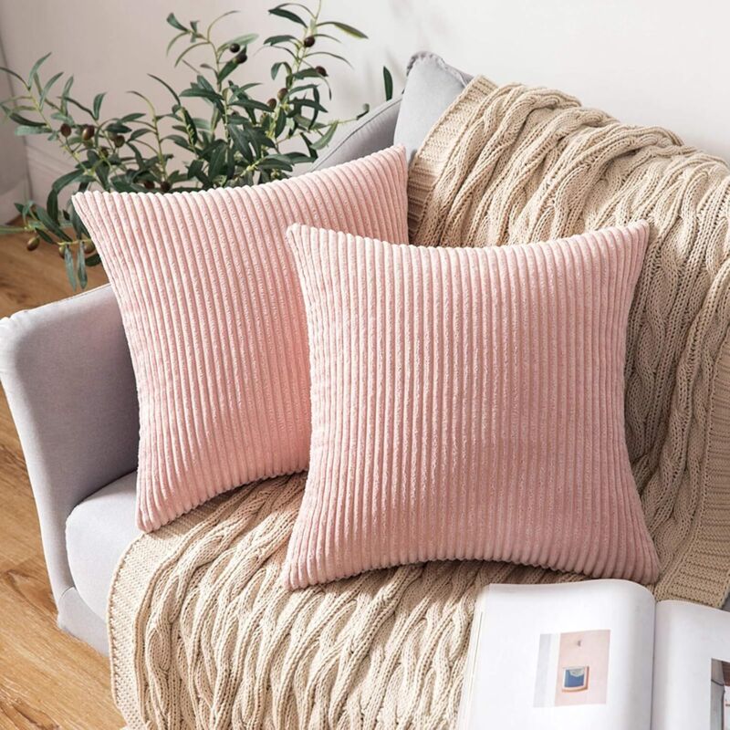 Housse De Coussin Décorative 42x42 Cm – Tissu Soie Doux – Motif Feuille – Pour Canapé, Lit, Décoration Intérieur