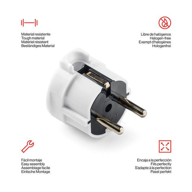 Spina Elettrica Schuko In Gomma FAMATEL - 16A/250V, Uscita Laterale, Bianco - Foto 11