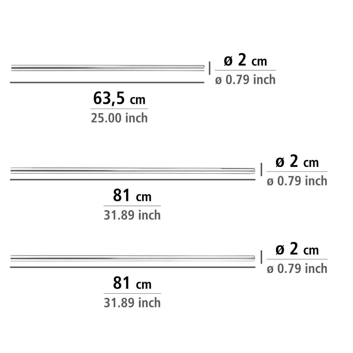 Barre de rideau de douche gris / argent 92 cm - 5