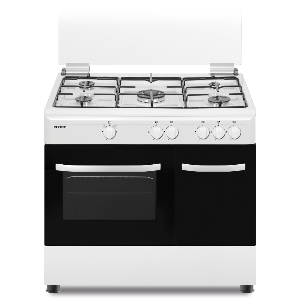 Cocina de gas natural, butano con horno infiniton cc9060elp - blanco , 5 fuegos, ancho 90cm