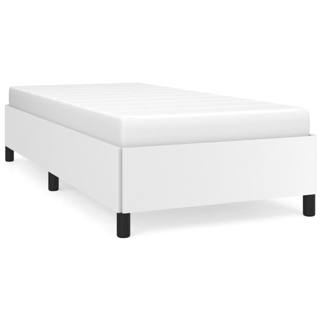 Cadre de lit sans matelas, similicuir blanc, pour la chambre, 90 × 190 cm - 2