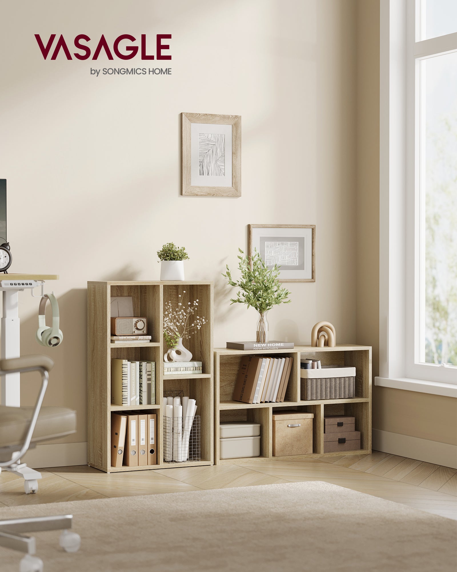 Bibliothèque pour Bureau en Bois Marron H. 80.0 x l. 50 x P. 24.0 cm - 2