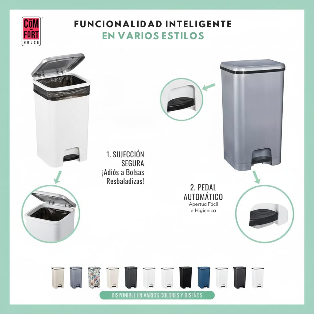 CASA DE CONFORTO | Lixeira com Pedal | Capacidade de 37 litros | Balde de reciclagem | Classe de cor Preto - 3