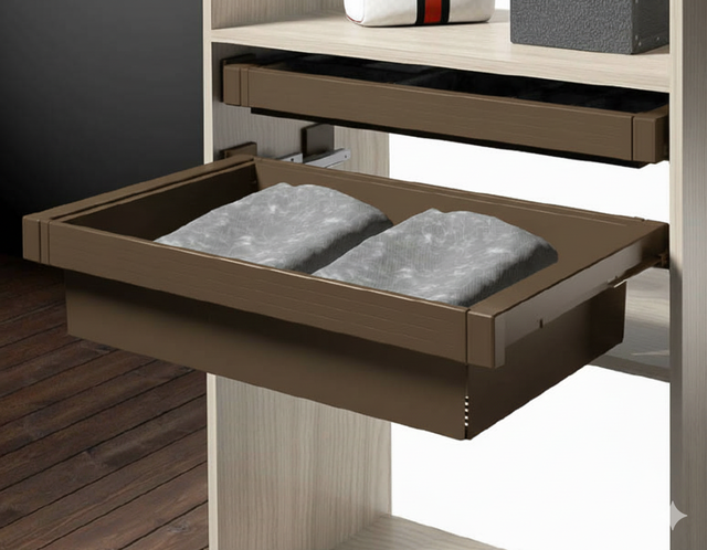 Cesta Multiusos Extraíble para Armario, color Moka, para módulo de 700 mm