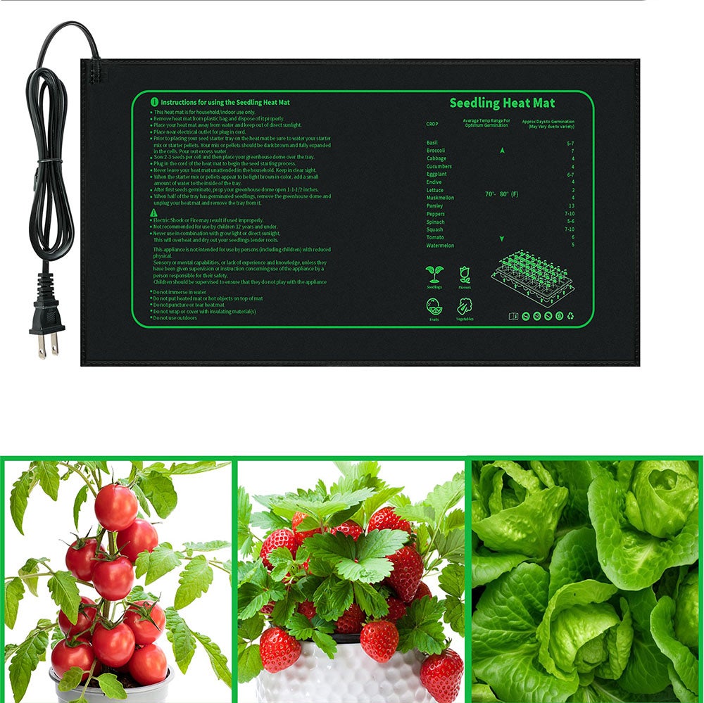 Tapis chauffant pour semis pour démarrage des semis, 25 cm x 52 cm, norme européenne, type prise (sans contrôle de température) - 2