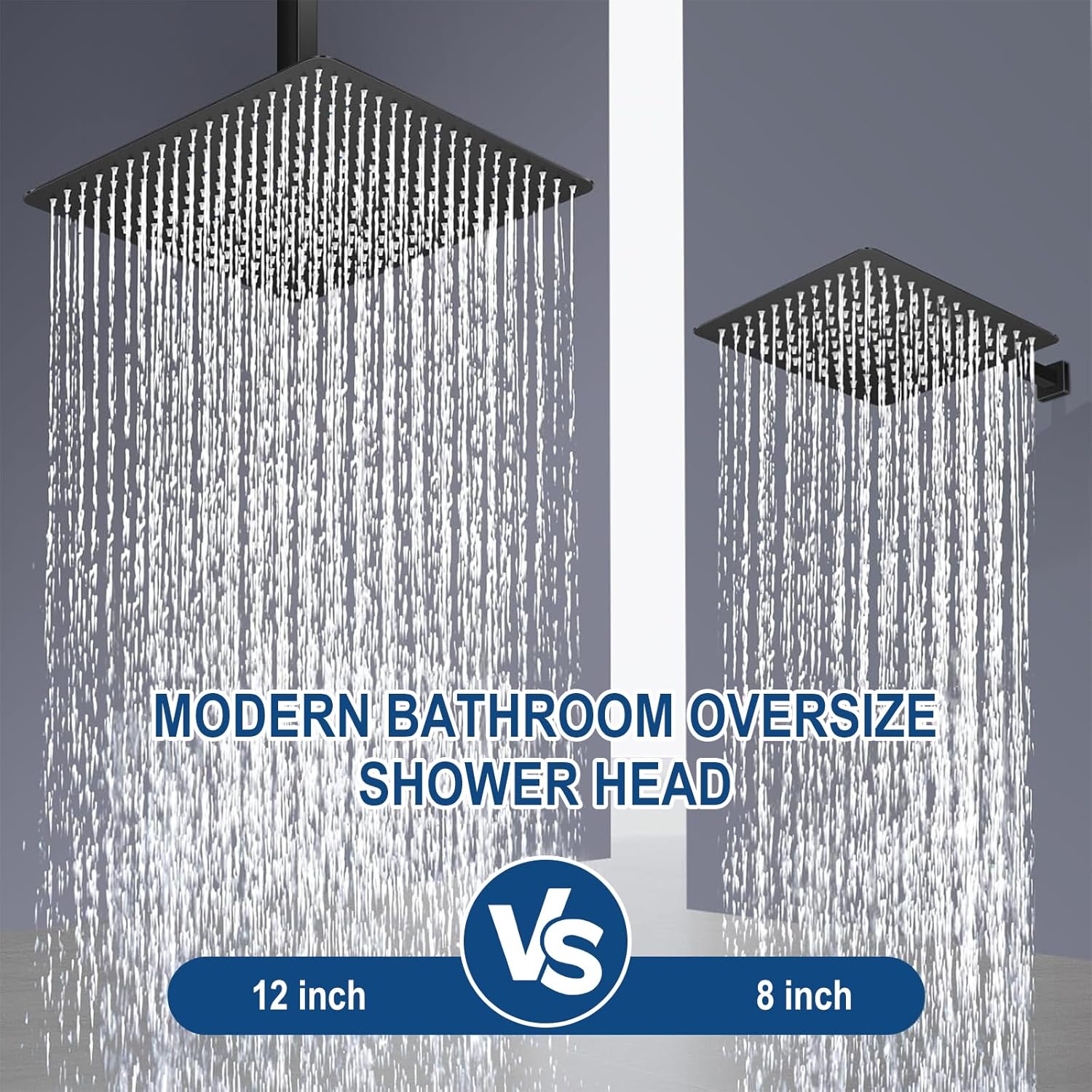 Pommeau De Douche Effet Pluie Carré 30x30 Cm - Acier Inoxydable 304, 144 Buses Auto-Nettoyantes - Haute Pression