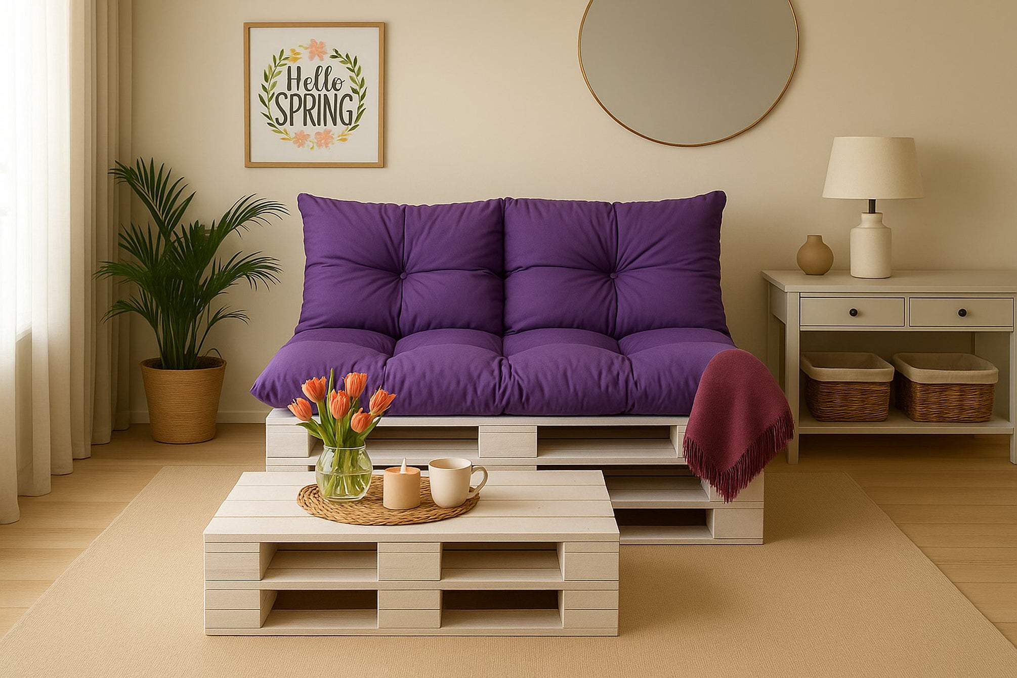 Set coussins pour palettes 120x50 avec dossier 120x50 violet – coussins canapé extérieur, matelas palettes pour terrasse et jardin - 4