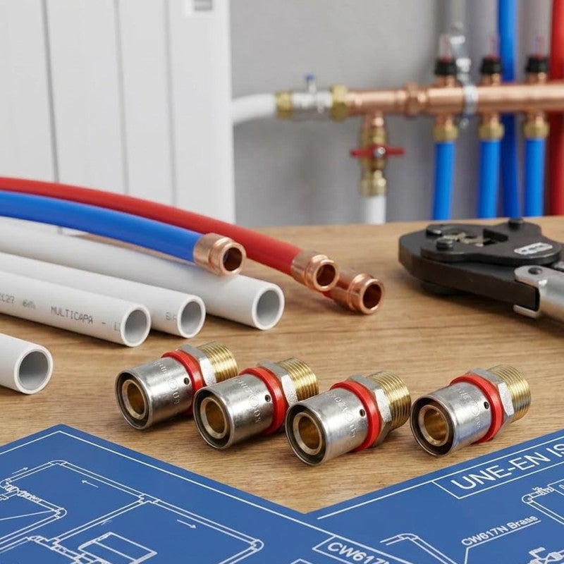 Raccord mâle 1/2'' pour tube multicouche 16 mm, à utiliser avec machine à sertir, gris - 7