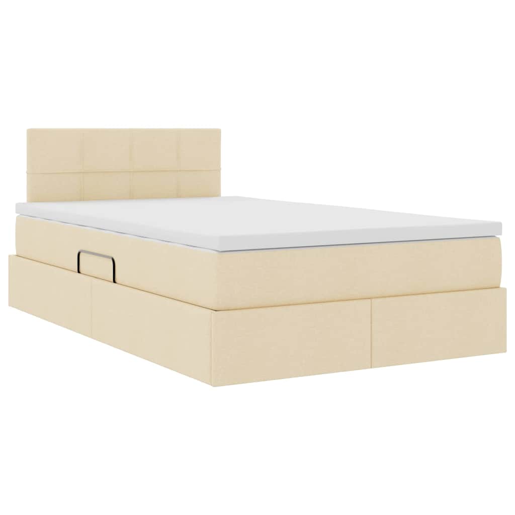 Lit avec rangement et matelas, velours, crème, pour la chambre, 120 × 200 cm - 5