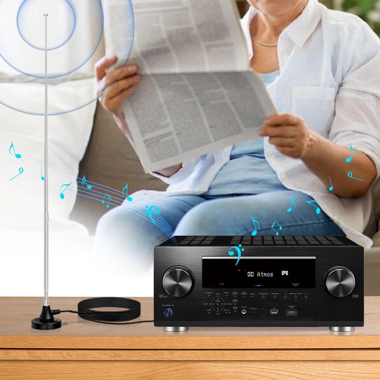 Antenne Radio Dab FM Maison Télescopique Antenne Numérique 79CM Intérieure avec Base Magnétique Câble de 3m pour Chaine HiFi Tuner FM Poste Radio - 7