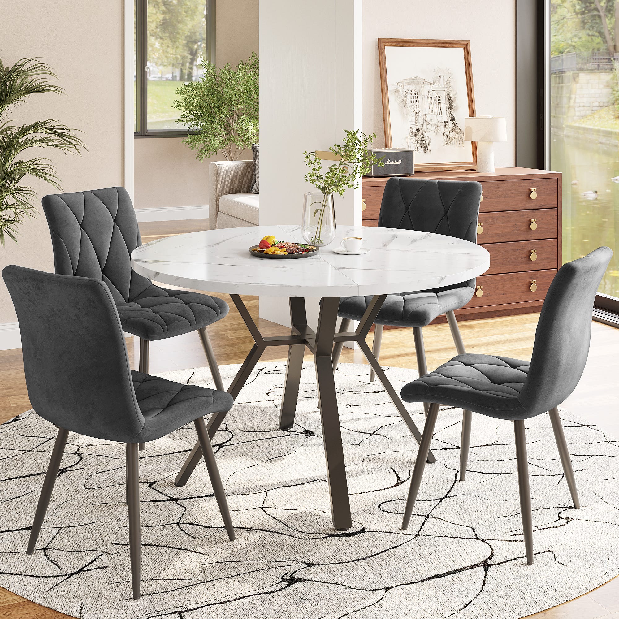 Ensemble Table De Salle à Manger 5 Pièces , Table De Salle à Manger Et 4 Chaises Avec Dossier Pieds En Metal Pieds Noirs En Forme De L 92859326 Ensemble Table De Salle à Manger 5 Pièces , Table De Salle à Manger Et 4 Chaises Avec Dossier Pieds En Metal Pieds Noirs En Forme De L 92859326