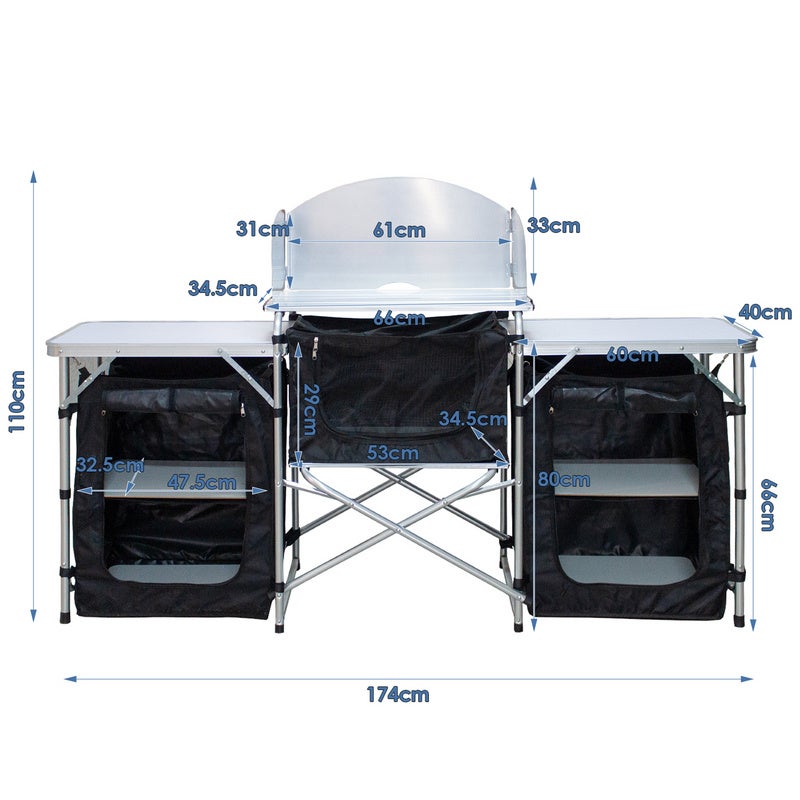 Mobile Cucina Da Campeggio Tavolo Cucina Da Campeggio Pieghevole In Alluminio Ripiano Con 2 Scomparti Mobile Cucina Campeggio Pieghevole - Foto 9
