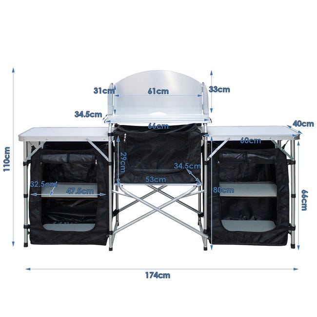 Mobile Cucina Da Campeggio Tavolo Cucina Da Campeggio Pieghevole In Alluminio Ripiano Con 2 Scomparti Mobile Cucina Campeggio Pieghevole - Foto 9