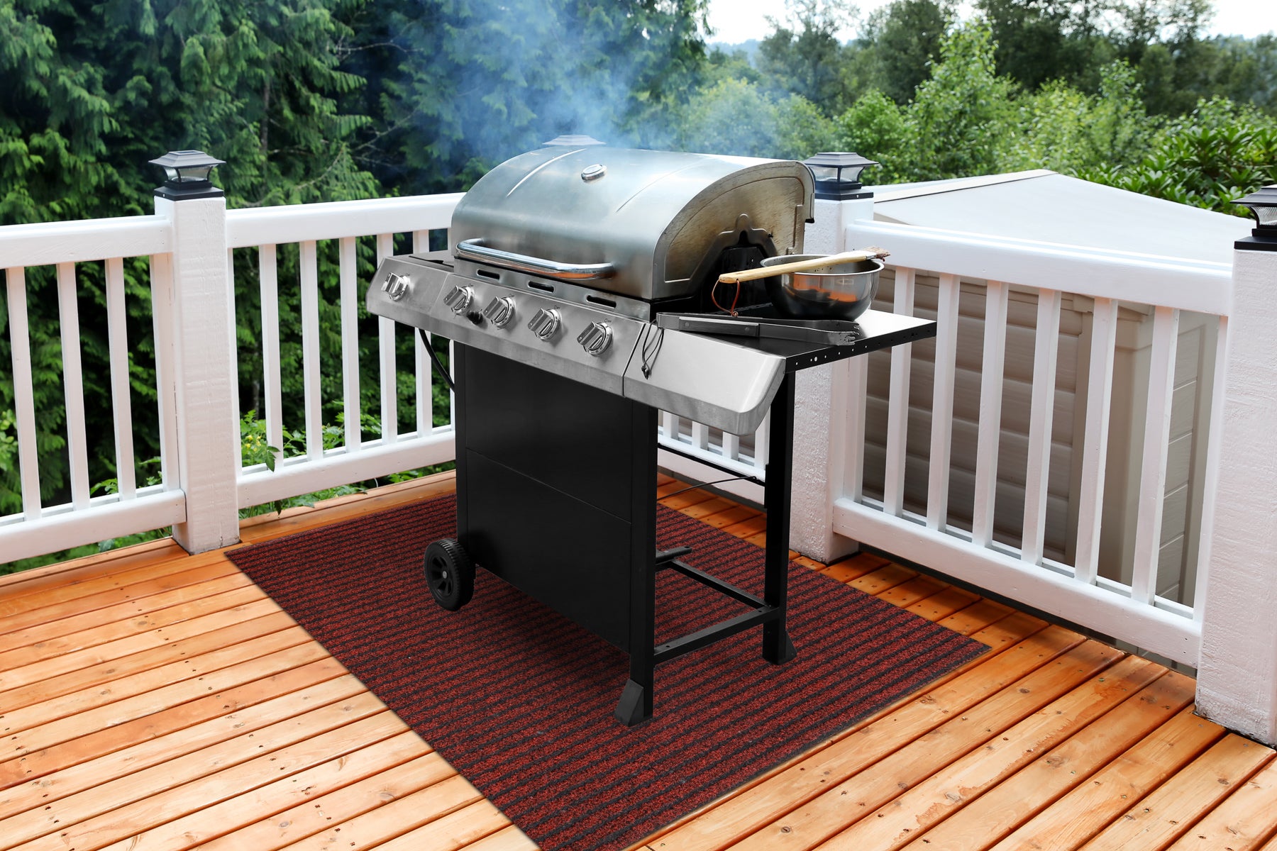 Tappetino protettivo per griglia GIN 3086 per terrazza, esterno - rosso 120x200 cm - 3