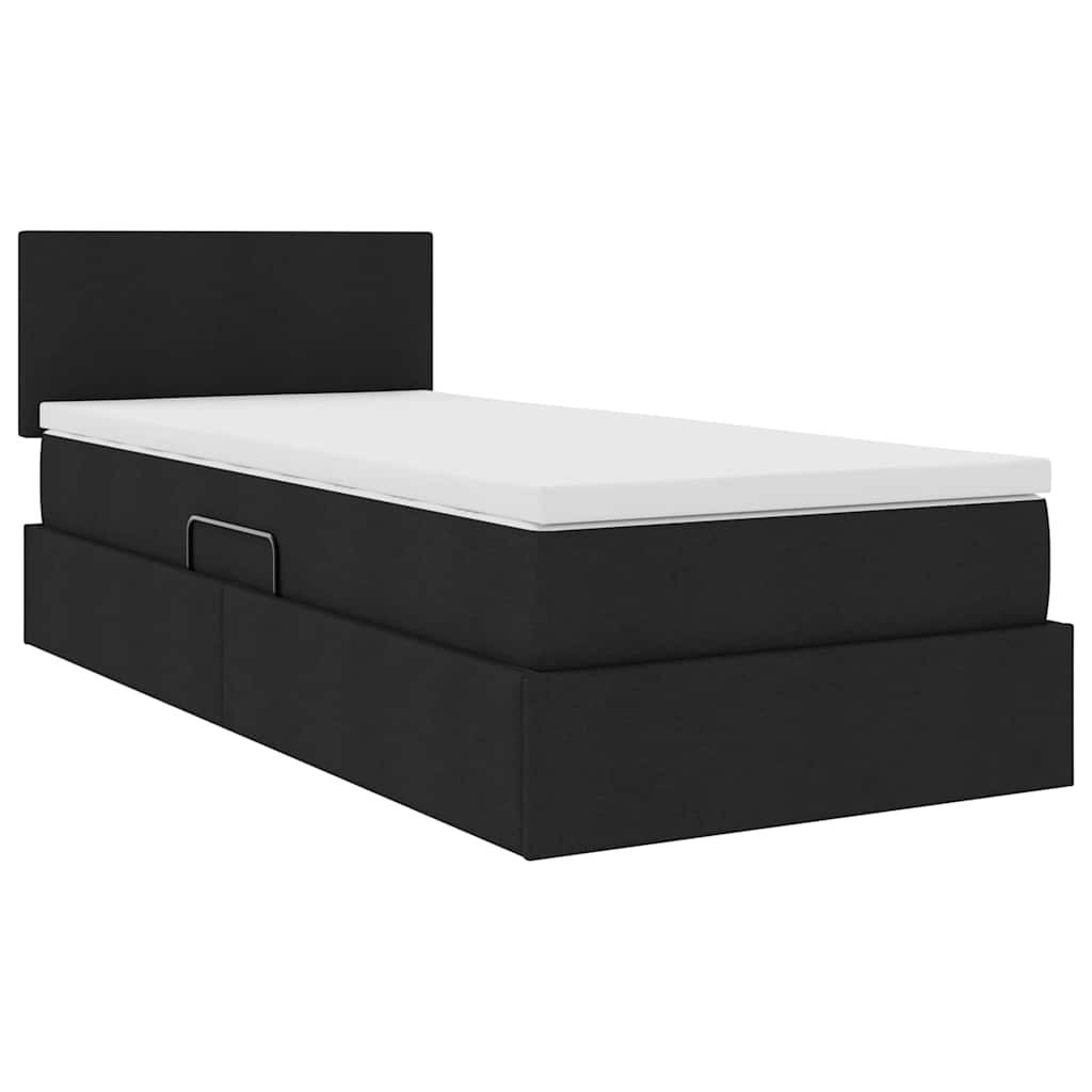 Lit avec rangement et matelas noir 90 x 190 cm en velours - 5