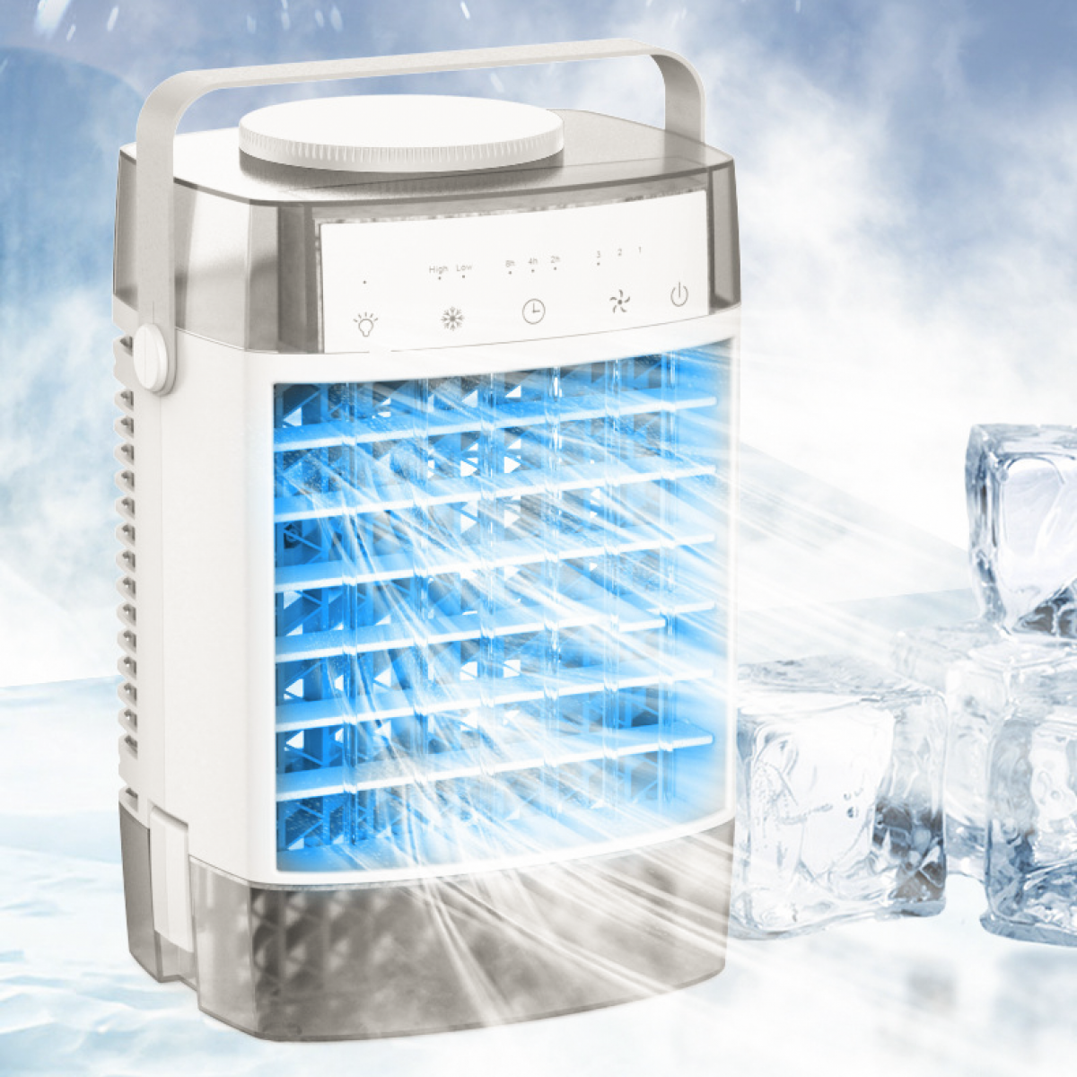 Condizionatore Portatile Evaporativo USB Con 3 Velocità, Timer 1/3/6H, Serbatoio 470 Ml, Silenzioso Per Ufficio, Camera E Campeggio