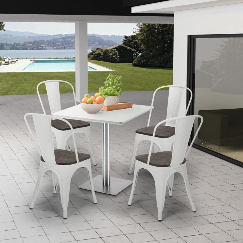 Mesa Escritorio Dormitorio SLIM 76 4 X Mesa Cuadrada De Acero Inoxidable By Vela Arredamenti Mesa De Bar Cuadrada